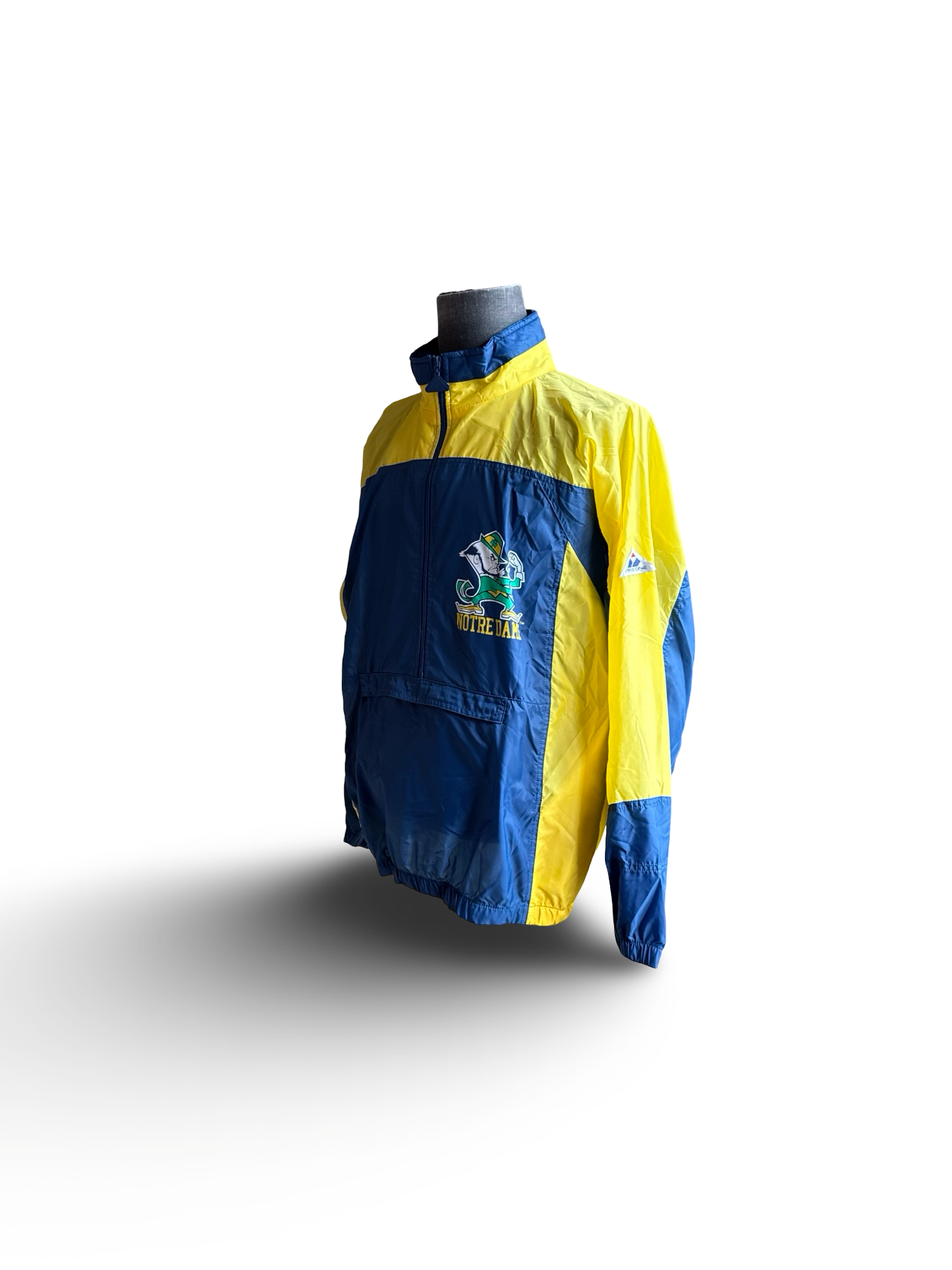 NCAA Vtg Notre Dame Apex One Varsity Windbreaker Half Zip Front Pocket Size L