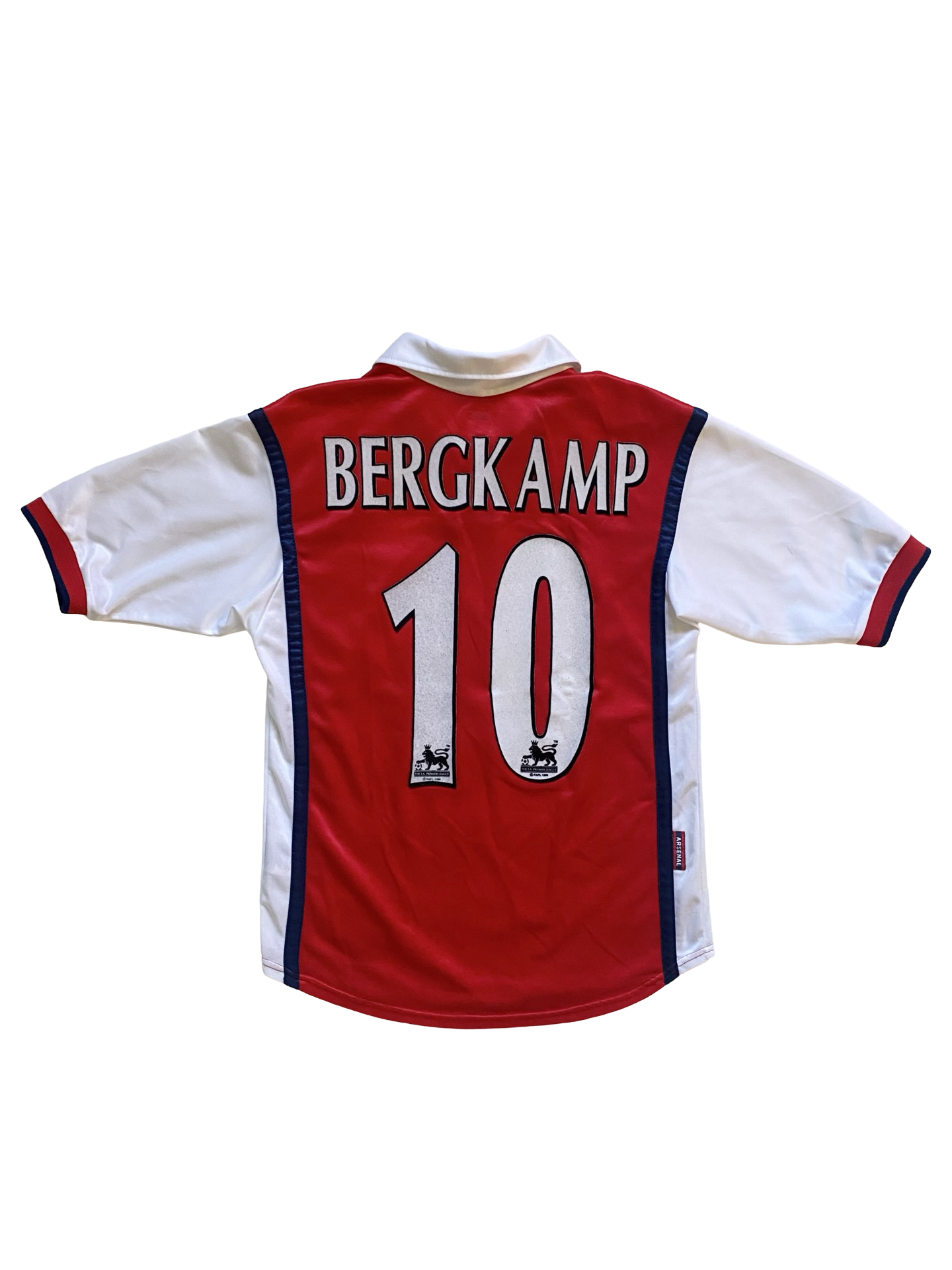 EPL Vtg Dennis Bergkamp 10 Arsenal FC 1998-99 Nike Football Home Jersey JVC Size Youth L