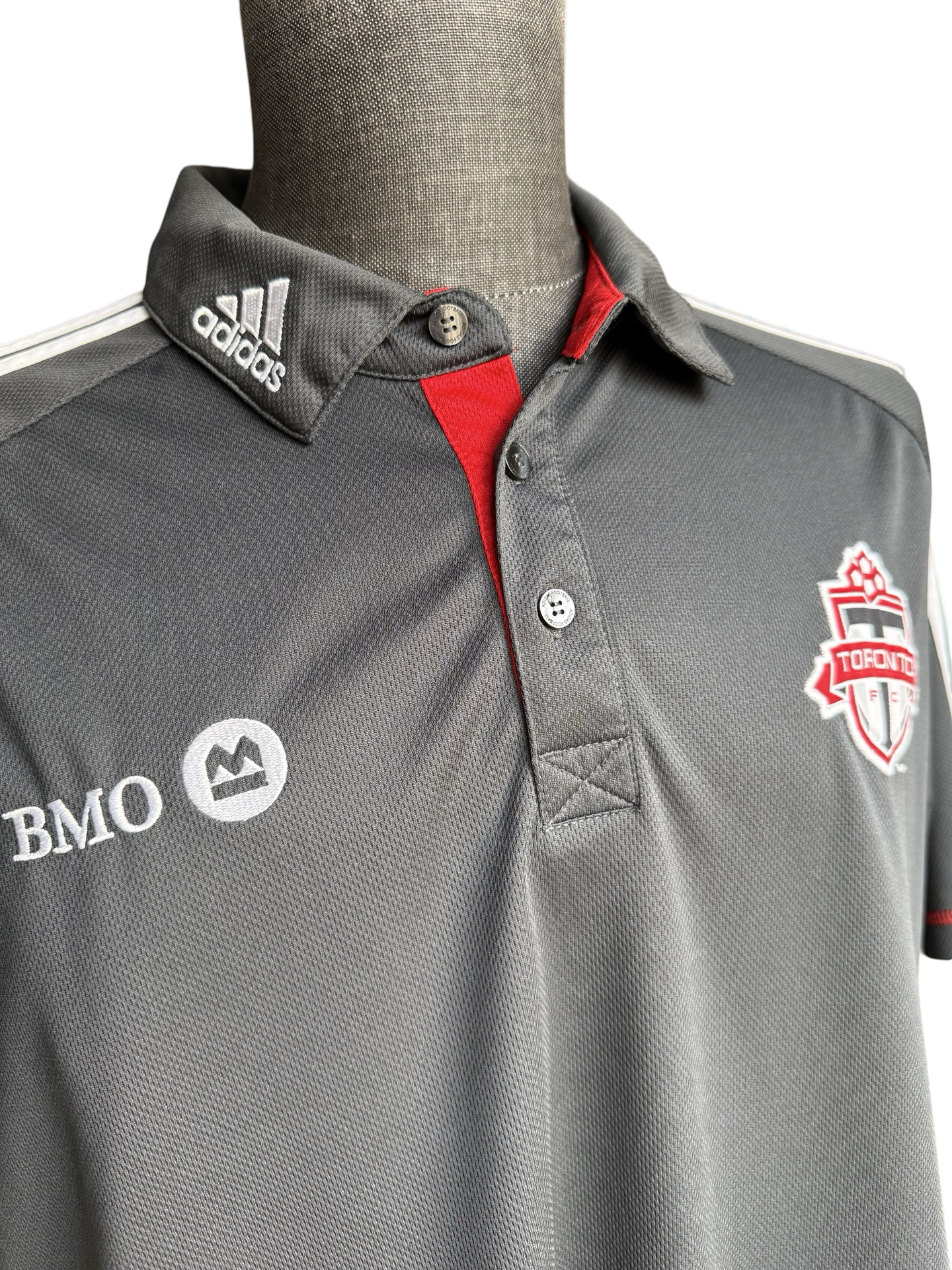 Soccer MLS 2X Toronto FC Adidas Climalite Dark Grey & Red Golf Polo Shirts Both Size XL
