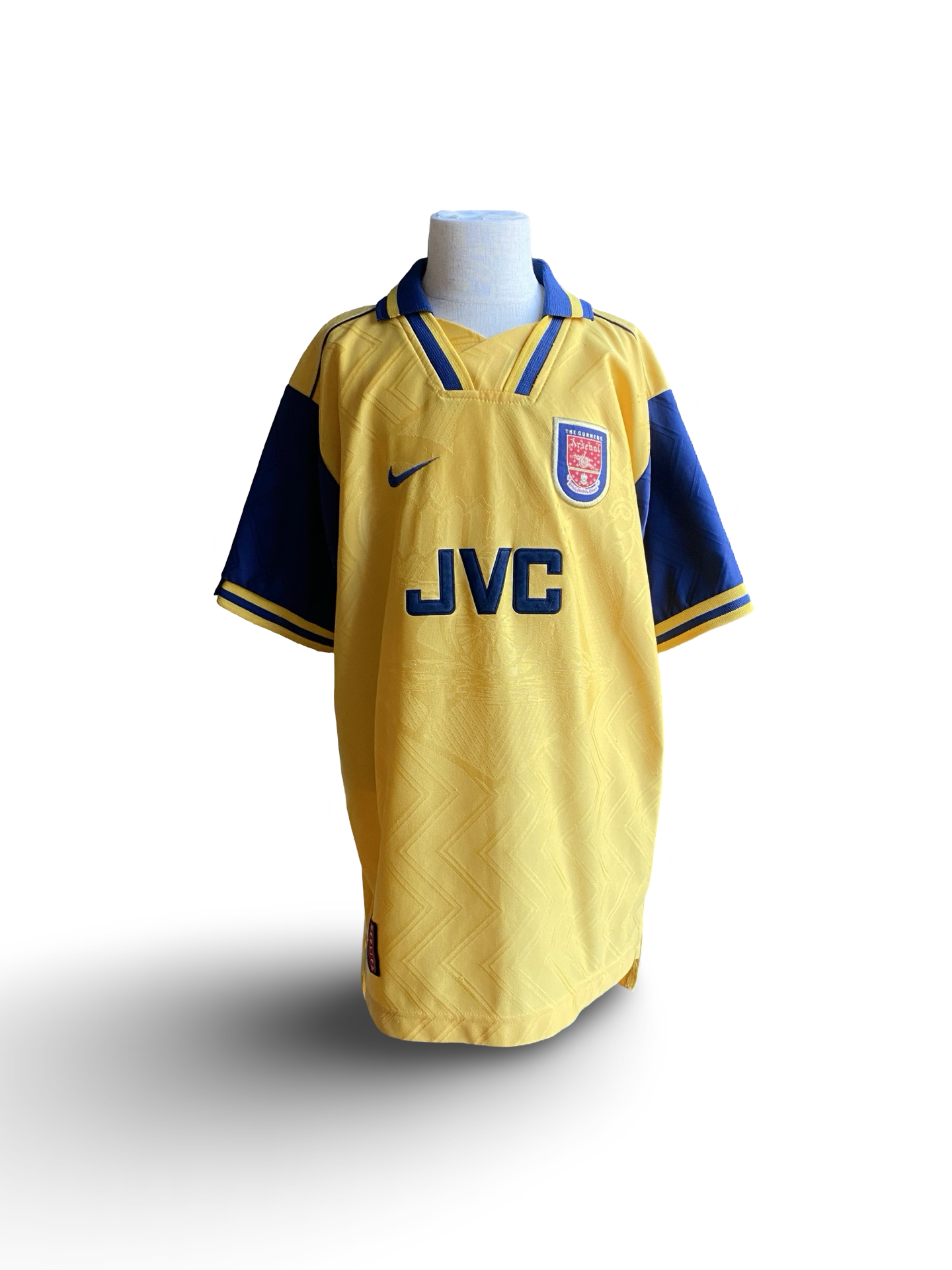 EPL Vtg Dennis Bergkamp 10 Arsenal FC 1996-97 Nike Football Away Jersey JVC Size Youth L