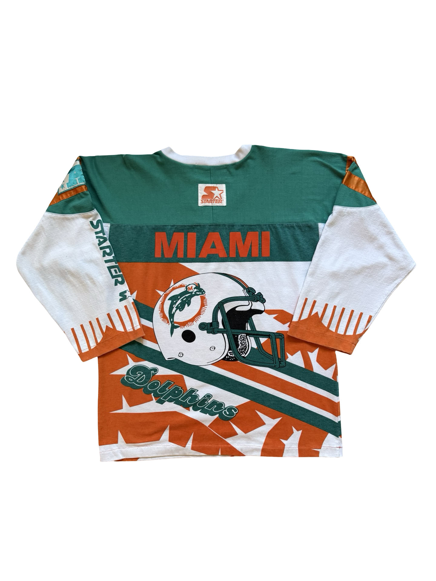 NFL Vtg Miami Dolphins AOP 80’s Super Bowl Starter Football Sweatshirt Size M