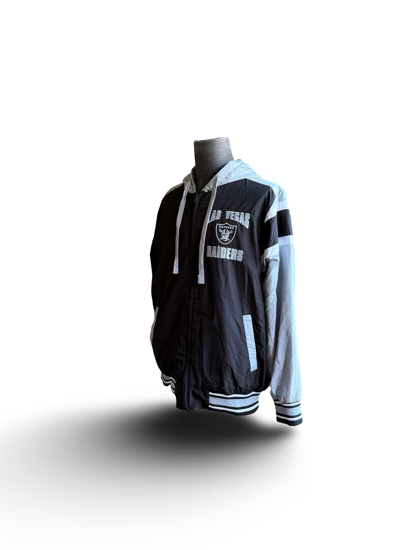 NFL Las Vegas Raiders G-III By Carl Banks Reversible Hooded Football Full Zip Jacket Size L