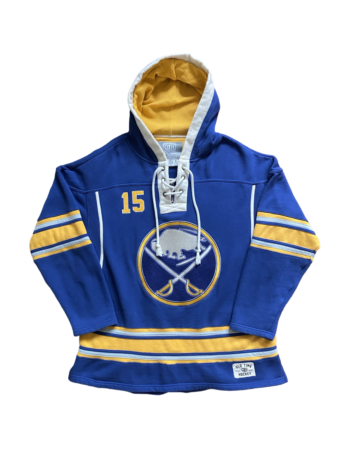 NHL Jack Eichel 15 Buffalo Sabres Old Time Hockey Lace Up Hoodie Jersey Retro Size L