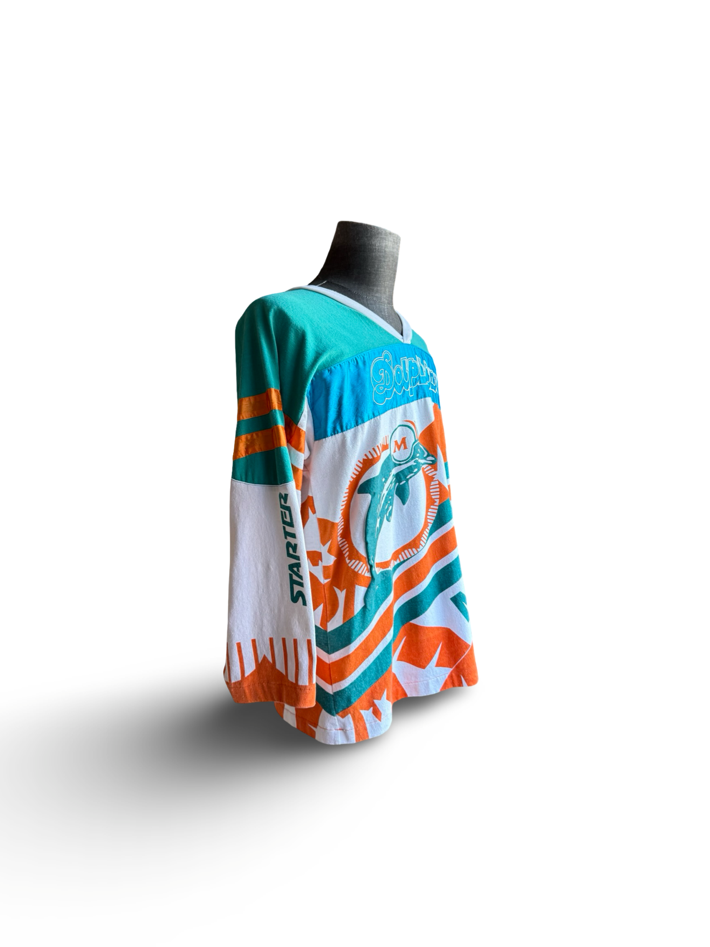 NFL Vtg Miami Dolphins AOP 80’s Super Bowl Starter Football Sweatshirt Size M