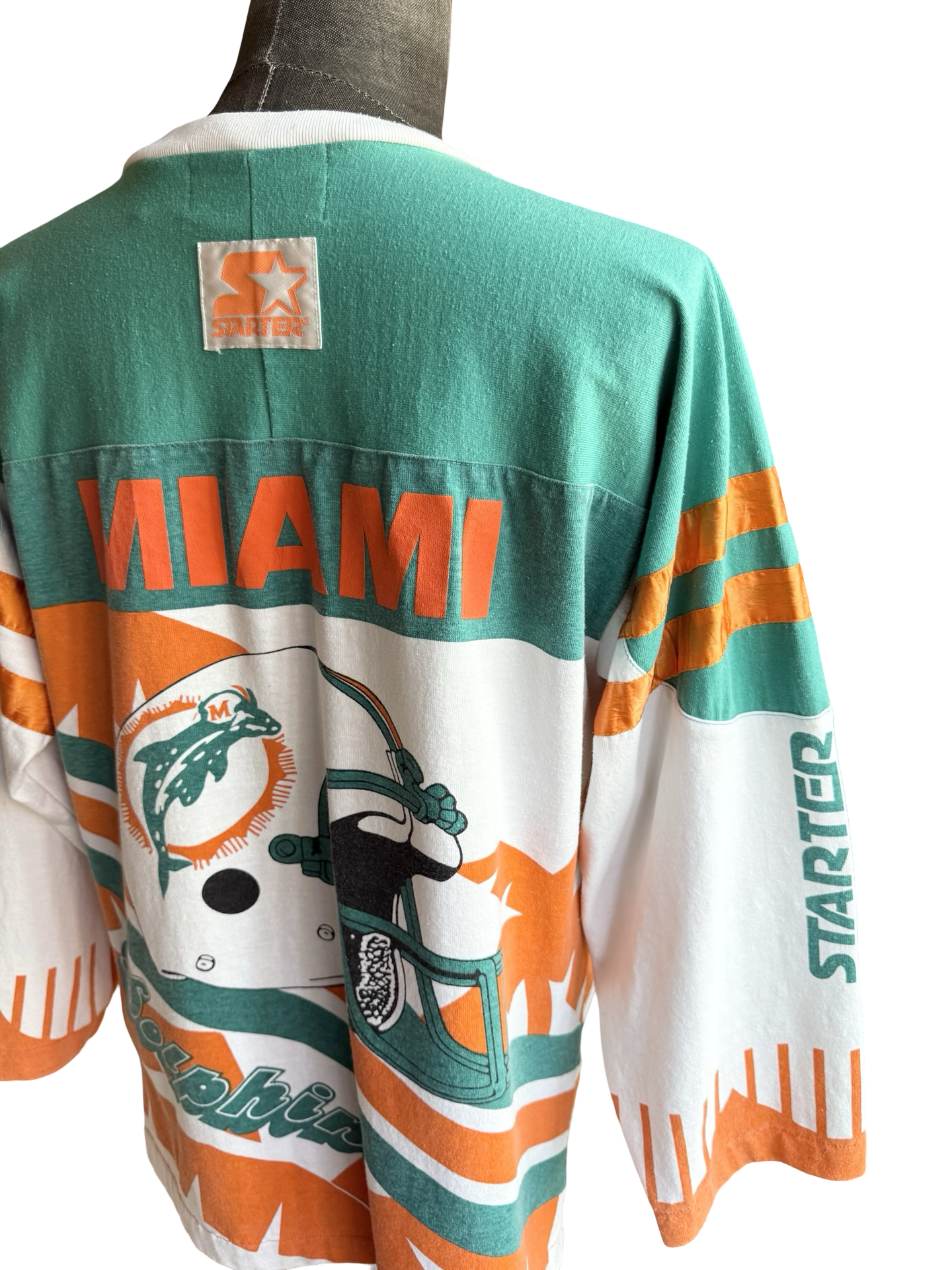 NFL Vtg Miami Dolphins AOP 80’s Super Bowl Starter Football Sweatshirt Size M