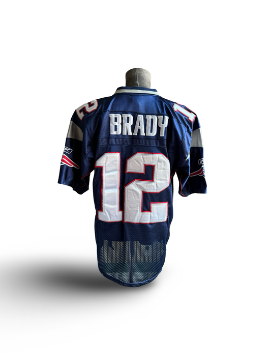 NFL Vtg Tom Brady 12 New England Patriots On Field Reebok Football Stitched Jersey Size L