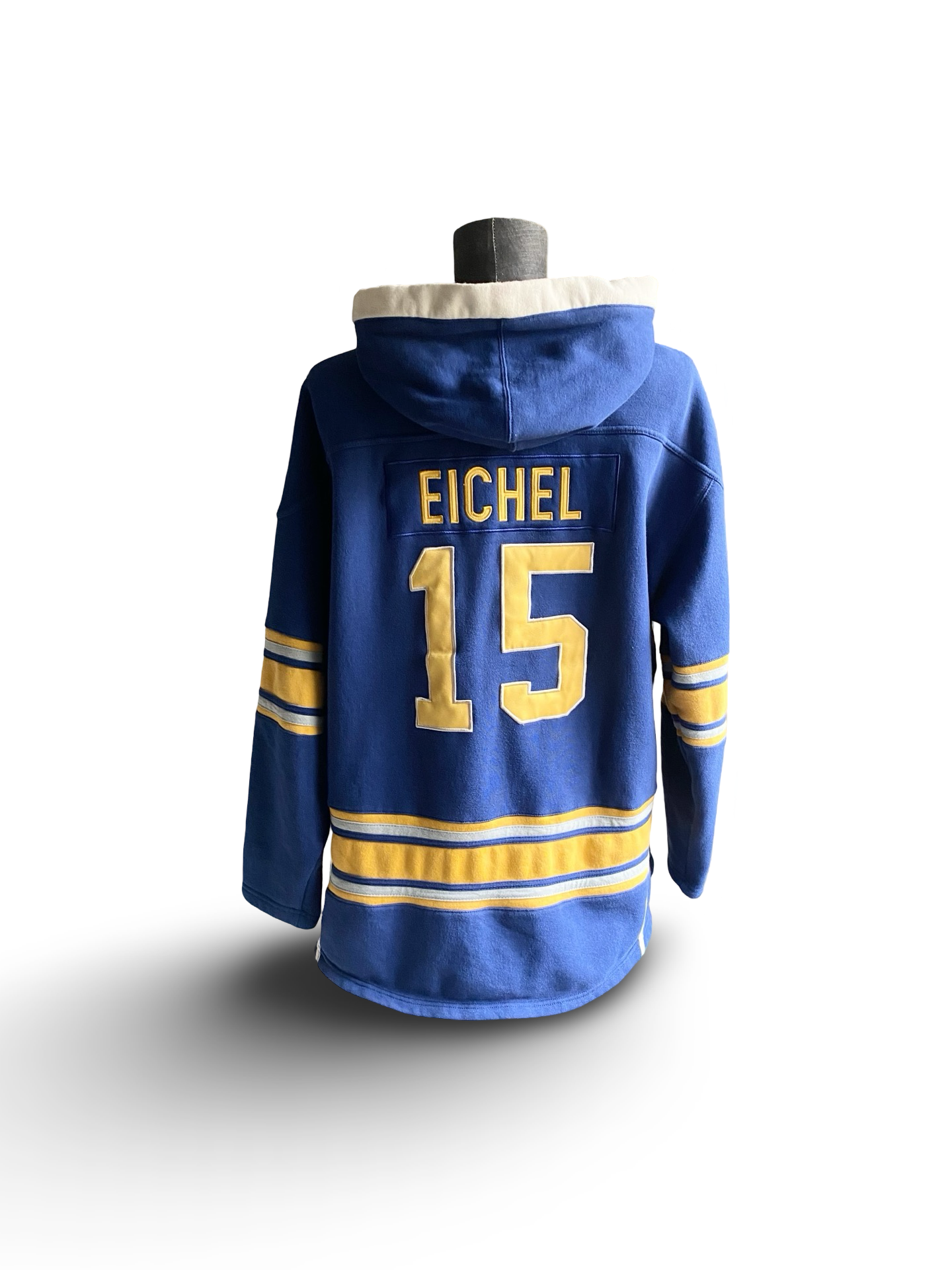 NHL Jack Eichel 15 Buffalo Sabres Old Time Hockey Lace Up Hoodie Jersey Retro Size L