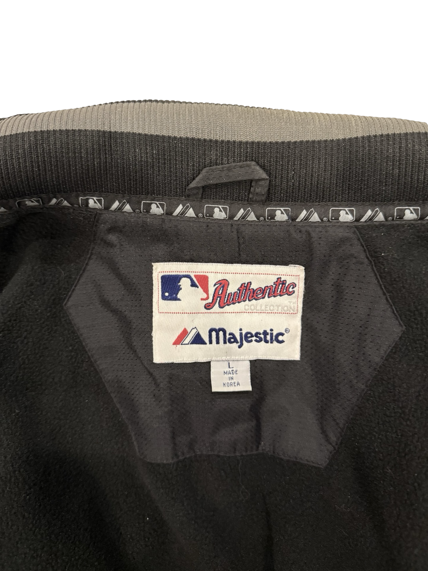 MLB Vtg Toronto Blue Jays 2000’s Majestic Black Grey Retro Baseball Jacket Size L