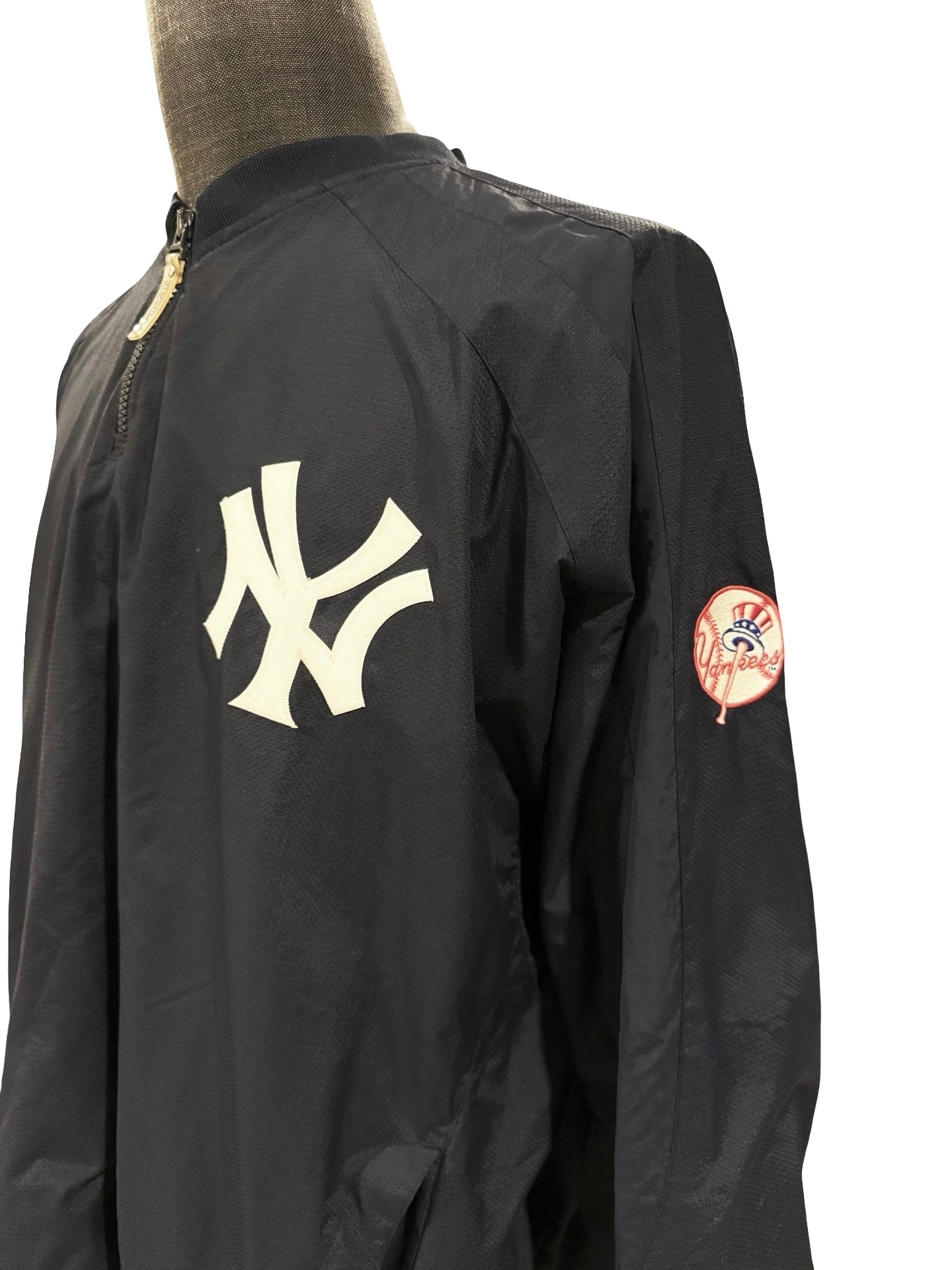 MLB Vtg New York Yankees Majestic 1/4 Zip Pullover Baseball Windbreaker Size XL