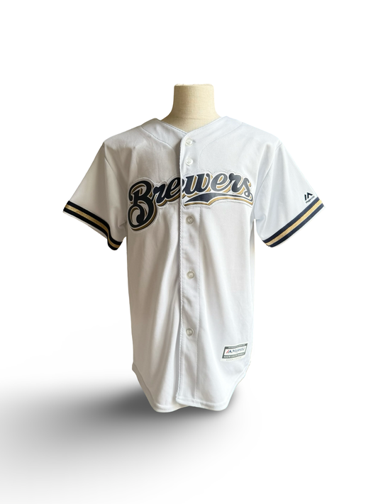 YOUTH MLB Milwaukee Brewers Majestic Baseball Jersey Size Youth M