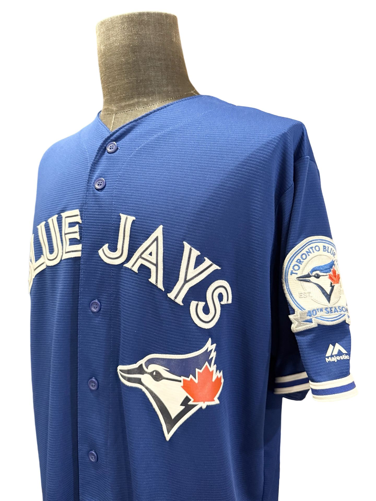 MLB Edwin Encarnacion 10 Toronto Blue Jays Majestic CoolBase 40th Anniversary Baseball Jersey Size XL