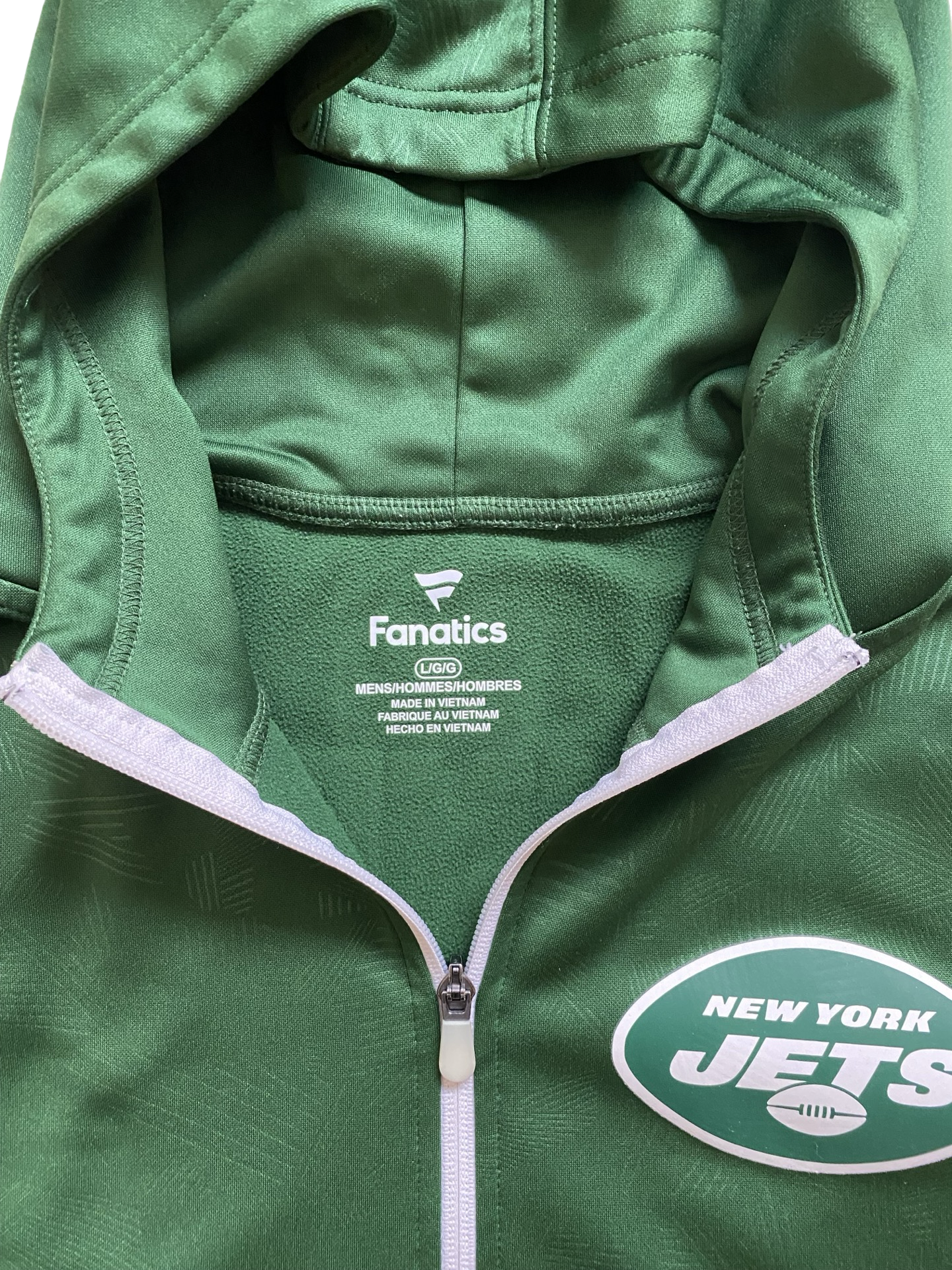 NFL New York Jets Fanatics Iconic Defender Mission Primary Full Zip Hoodie Jacket Size L