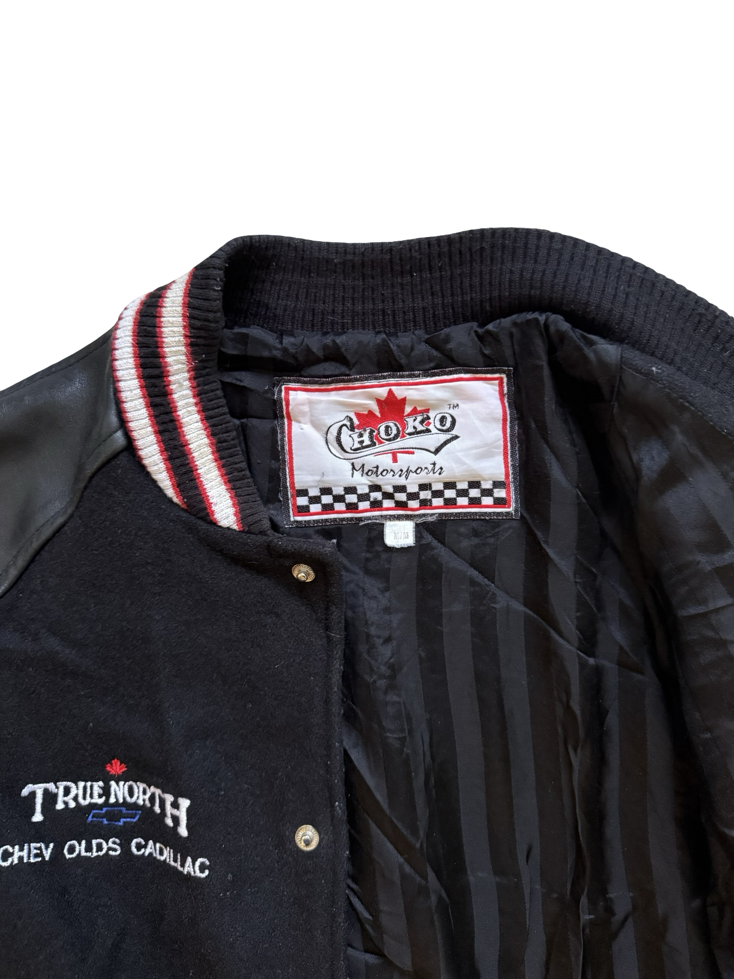 RACING Vtg 90’s Goodwrench GM Choko Motorsports Varsity Leather Sleeves Jacket Size M