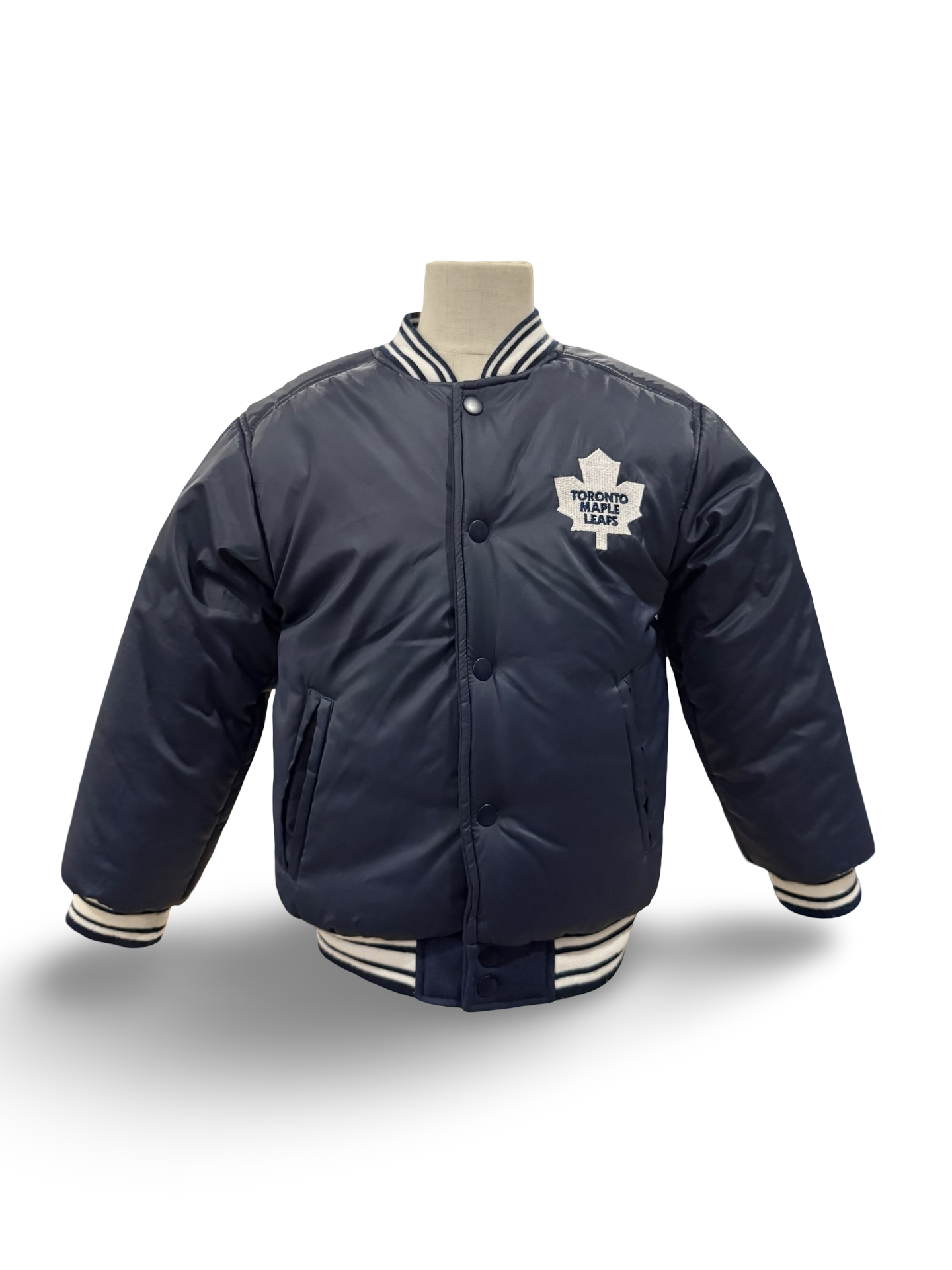 YOUTH NHL Vtg 90’s Toronto Maple Leafs Mighty Mac Reversible Padded Varsity Jacket Size Youth S/M (6)