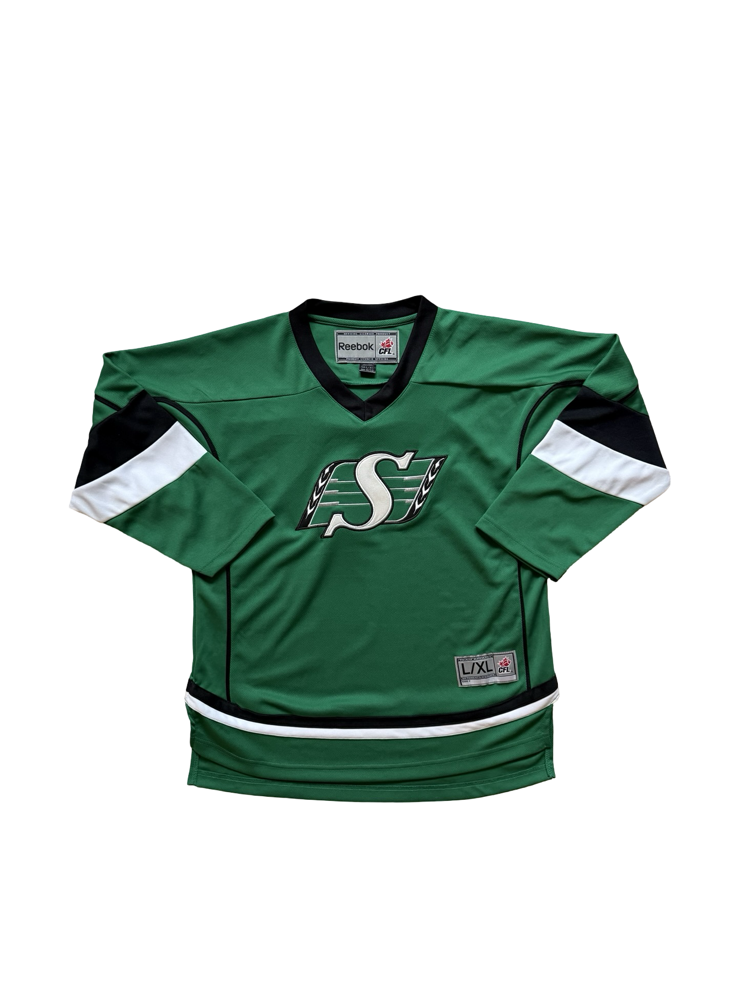 CFL Saskatchewan Roughriders Reebok Hockey Style Football Jersey Youth L/XL