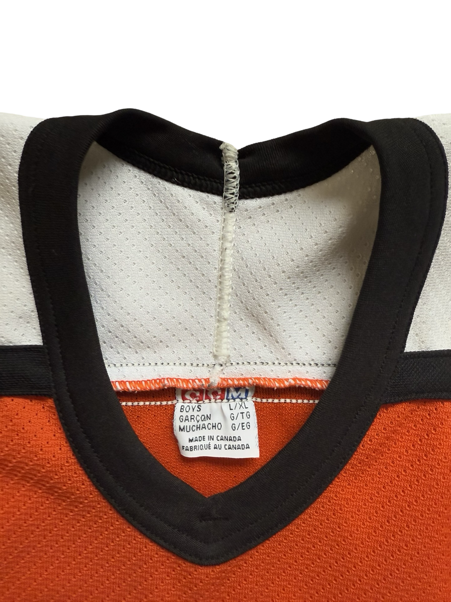 NHL Vtg Philadelphia Flyers CCM Air Knit Jersey Size Youth L/XL