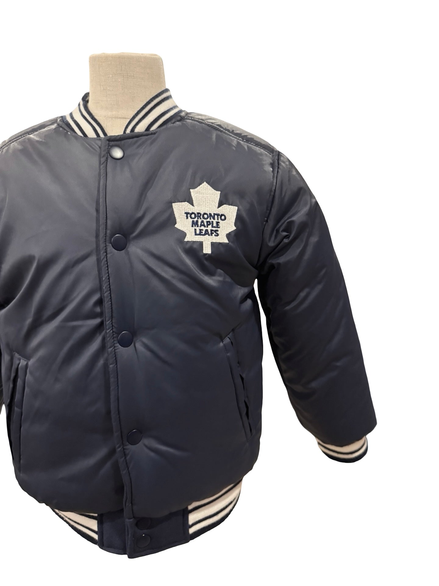 YOUTH NHL Vtg 90’s Toronto Maple Leafs Mighty Mac Reversible Padded Varsity Jacket Size Youth S/M (6)