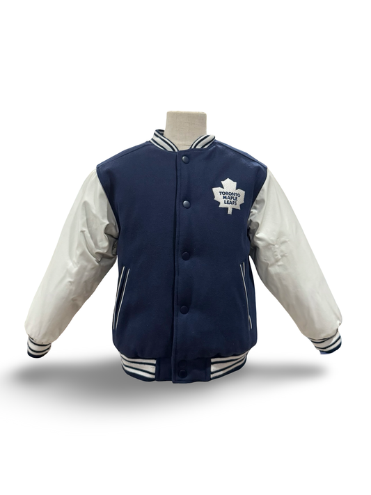 YOUTH NHL Vtg 90’s Toronto Maple Leafs Mighty Mac Reversible Padded Varsity Jacket Size Youth S/M (6)