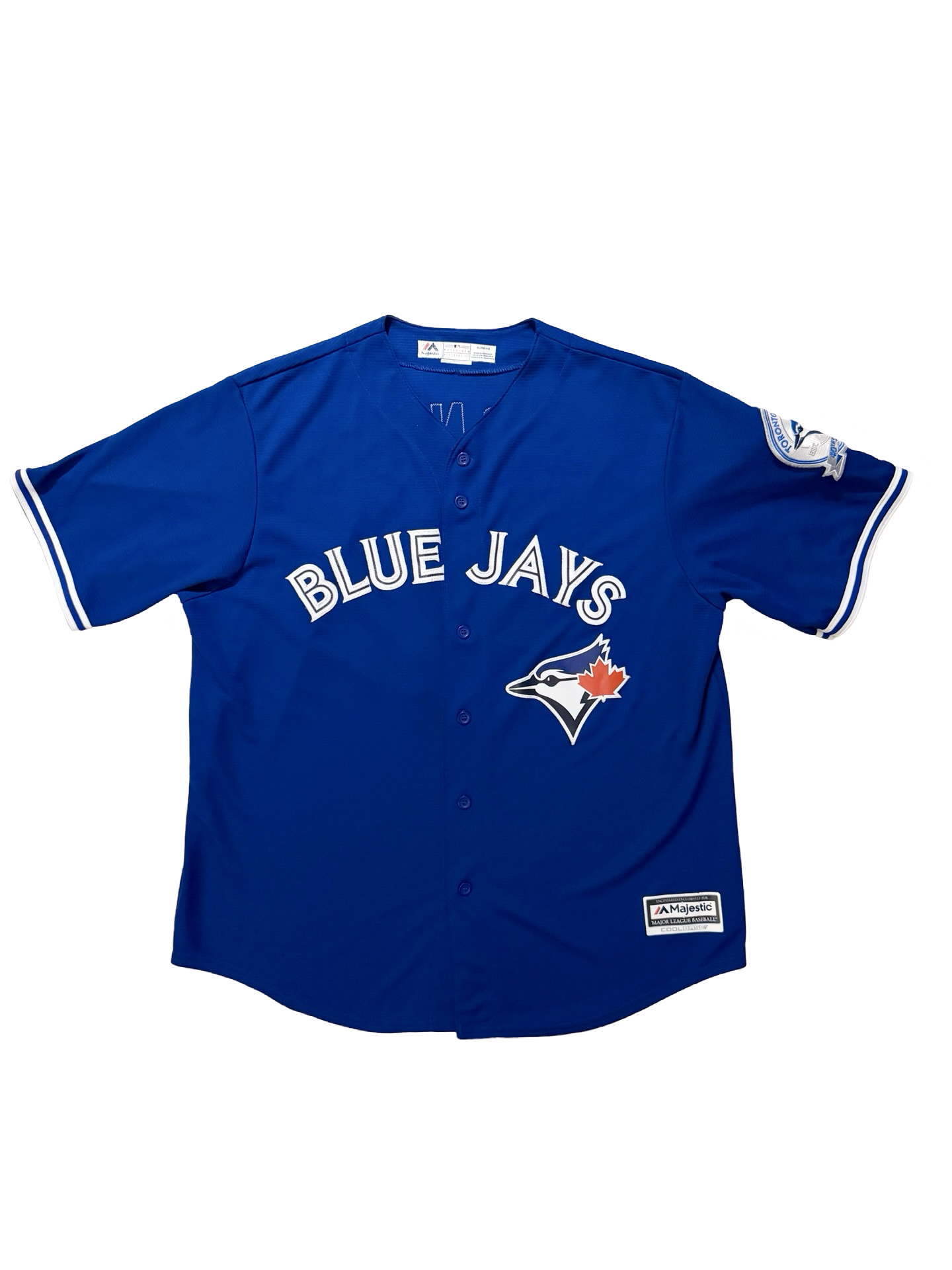 MLB Edwin Encarnacion 10 Toronto Blue Jays Majestic CoolBase 40th Anniversary Baseball Jersey Size XL