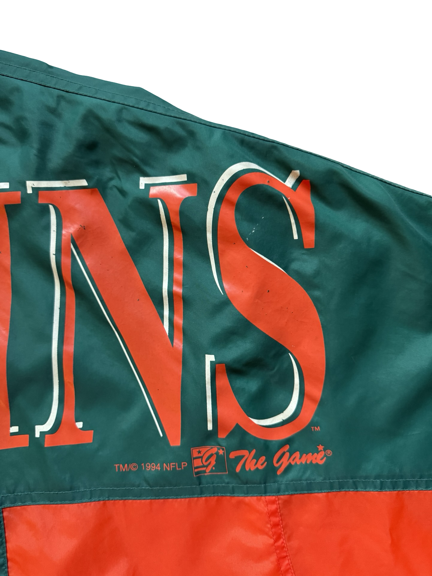 NFL Vtg Miami Dolphins The Game 90’s Football Windbreaker Spellout Size XL