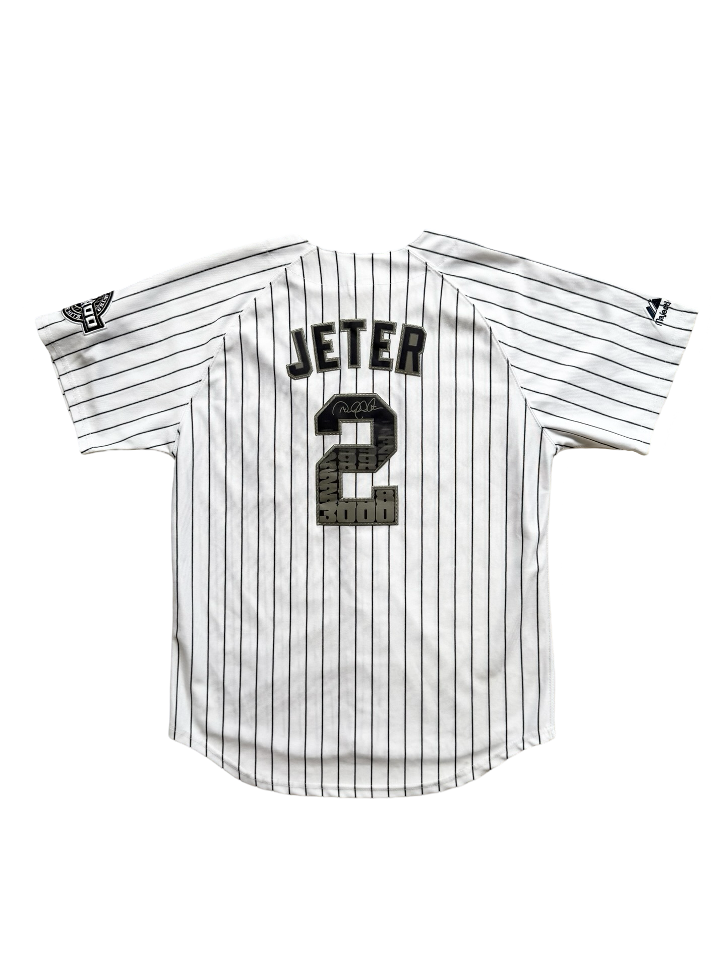 MLB Derek Jeter 2 New York Yankees Majestic 3000 Career Hits Platinum Edition Baseball Jersey Size M