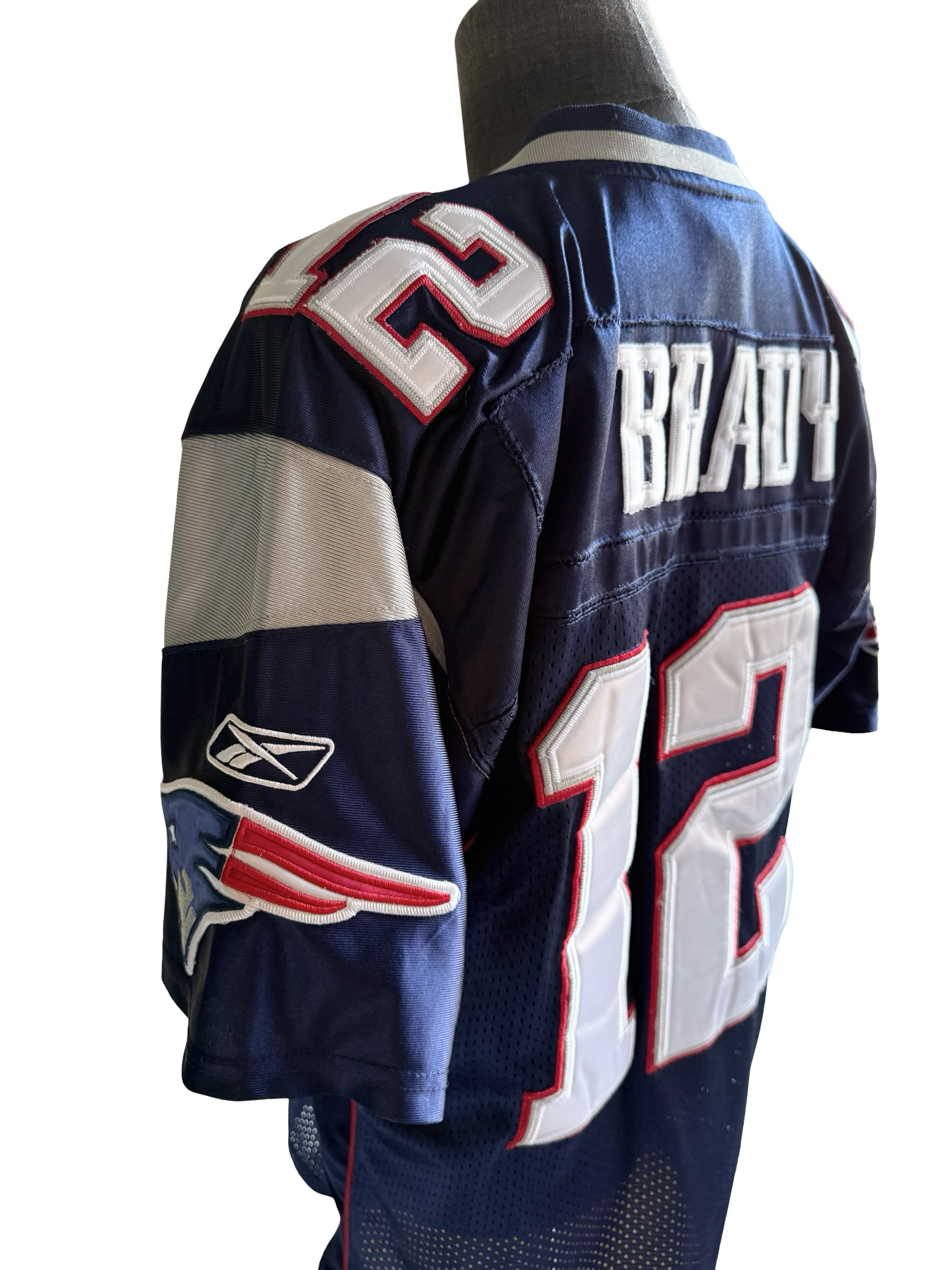 NFL Vtg Tom Brady 12 New England Patriots On Field Reebok Football Stitched Jersey Size L