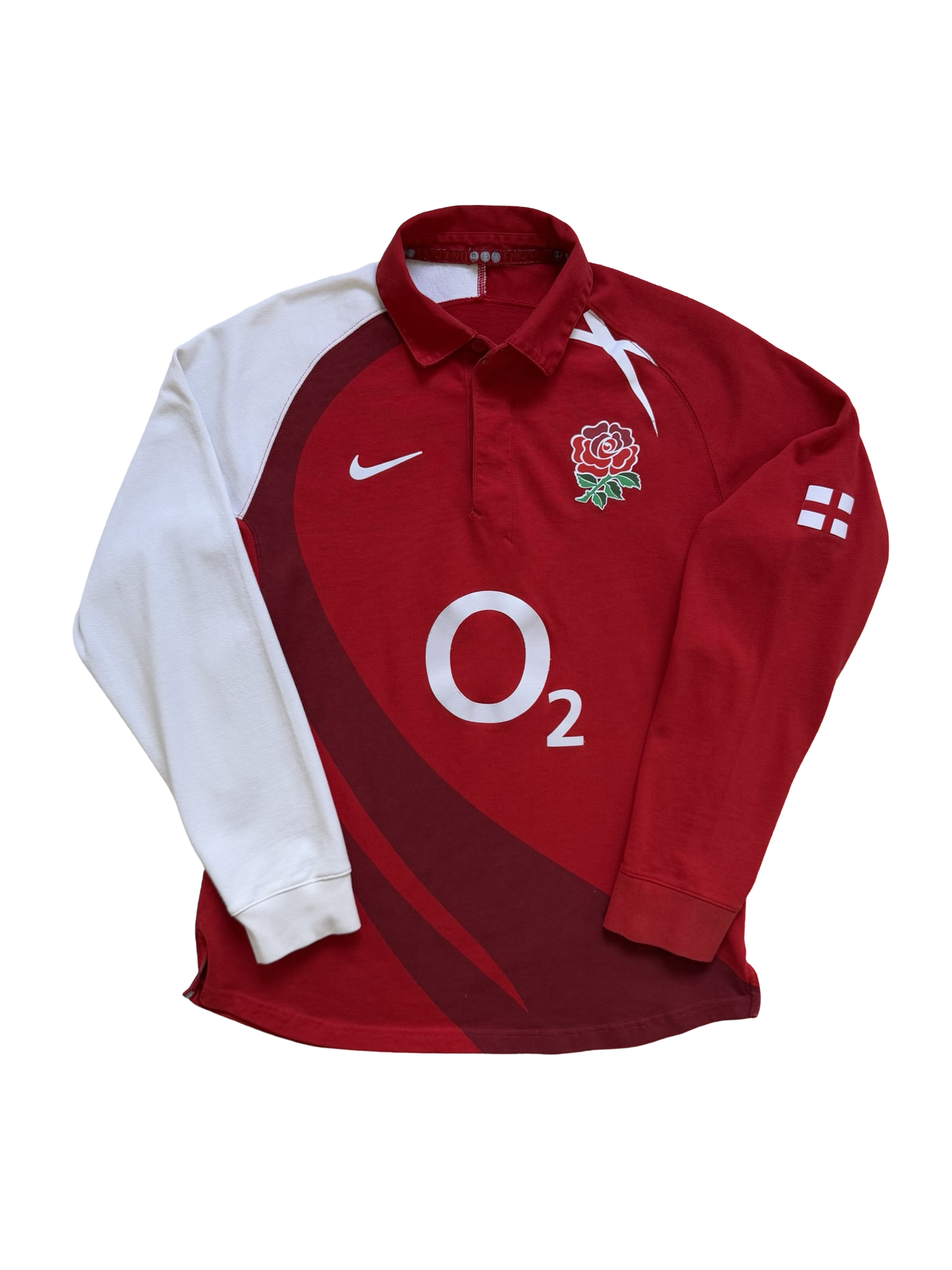 Rugby Vtg England National Team 2007-09 Nike O2 Canterbury 100% Cotton Away Rugby Jersey Size M