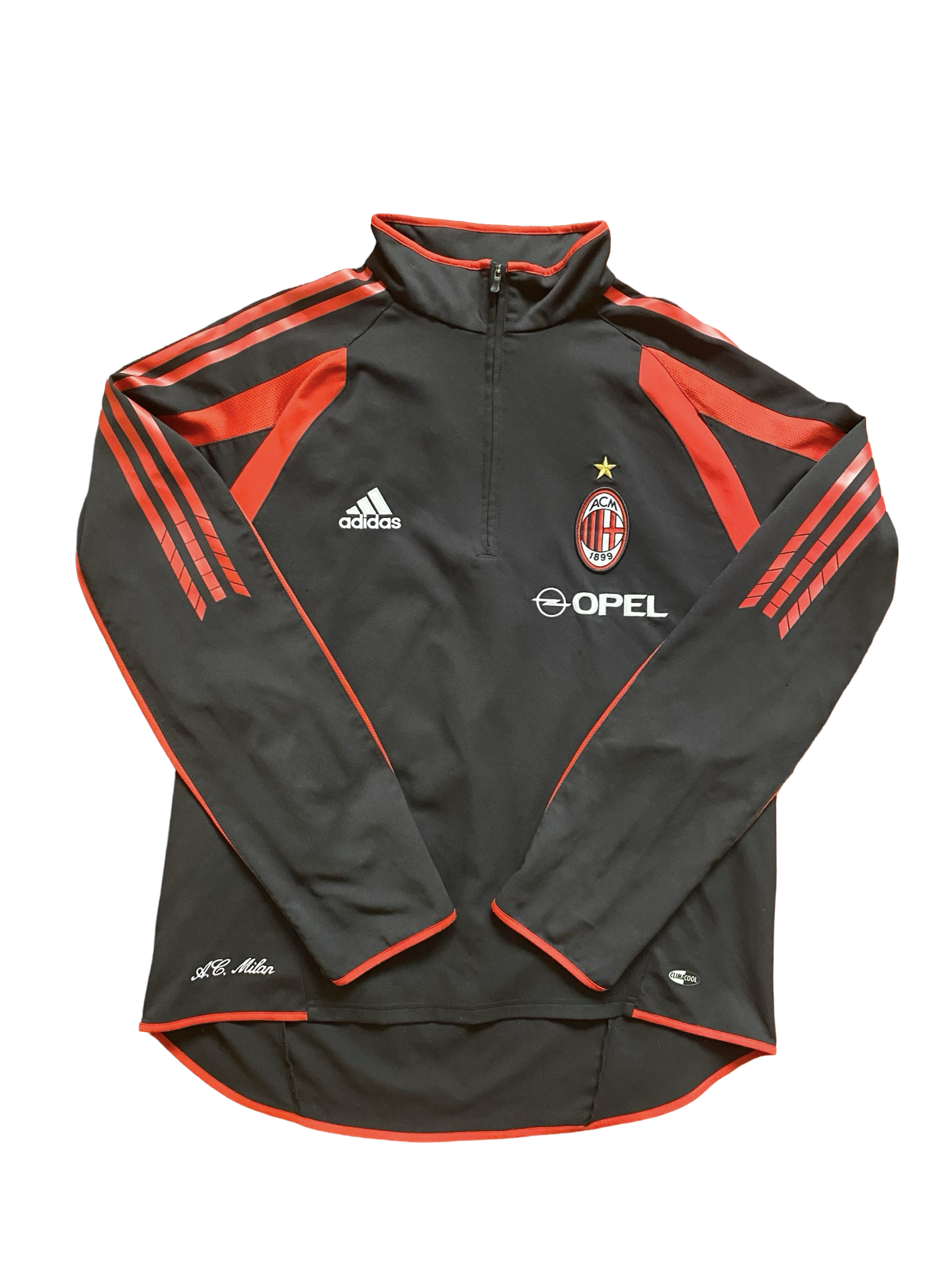 Soccer AC Milan Vtg 2005 Opel 1/4-Zip Pull Over Adidas Track Jacket Size M