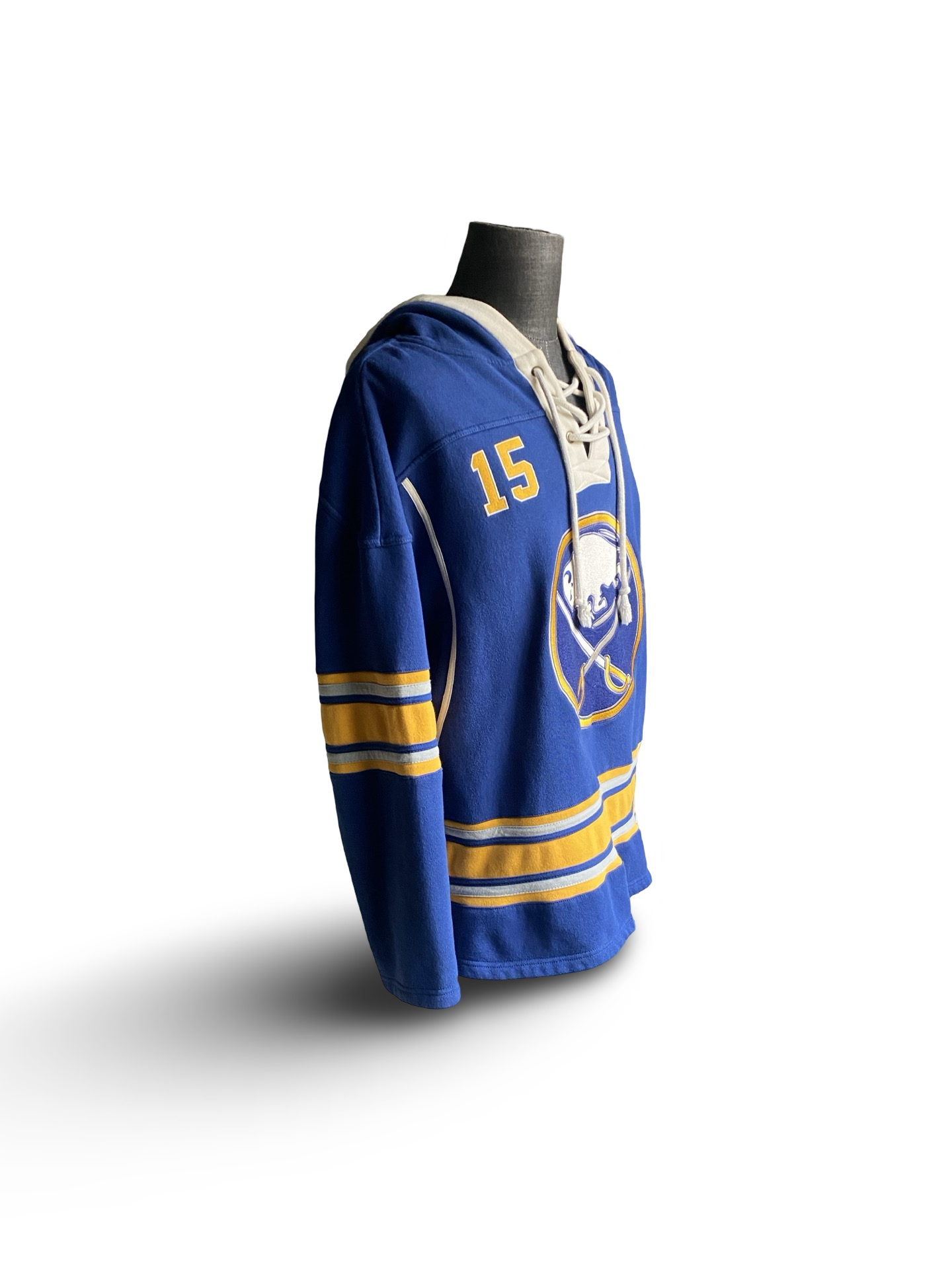 NHL Jack Eichel 15 Buffalo Sabres Old Time Hockey Lace Up Hoodie Jersey Retro Size L