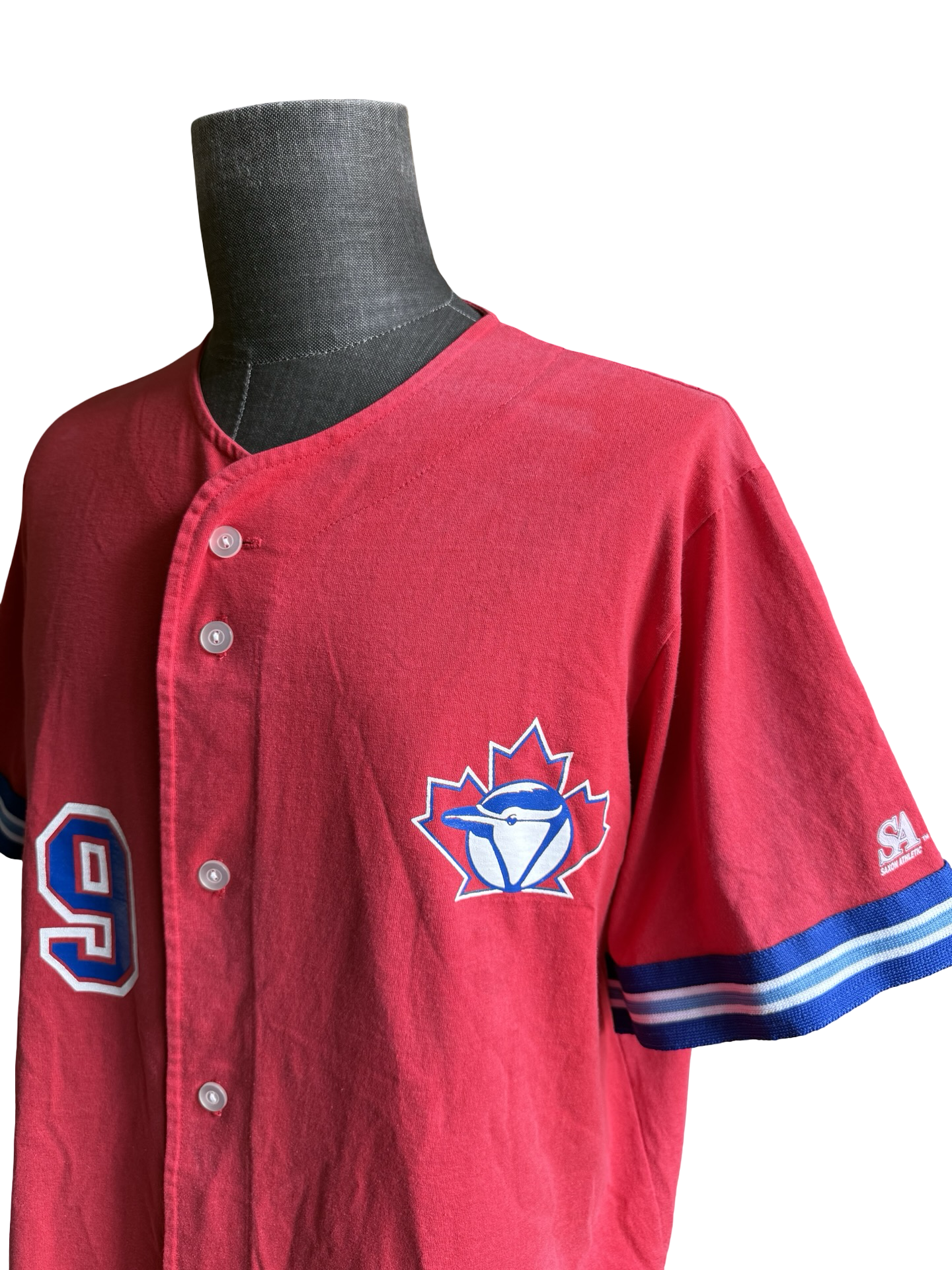 MLB Vtg 90’s Darrin Fletcher 9 Toronto Blue Jays Saxon Athletic Baseball Jersey Size XL