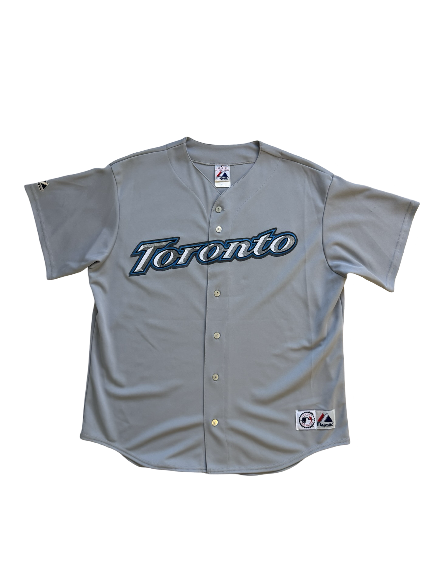 MLB Vtg Toronto Blue Jays 2000’s Majestic Grey Retro Baseball Jersey Size XL