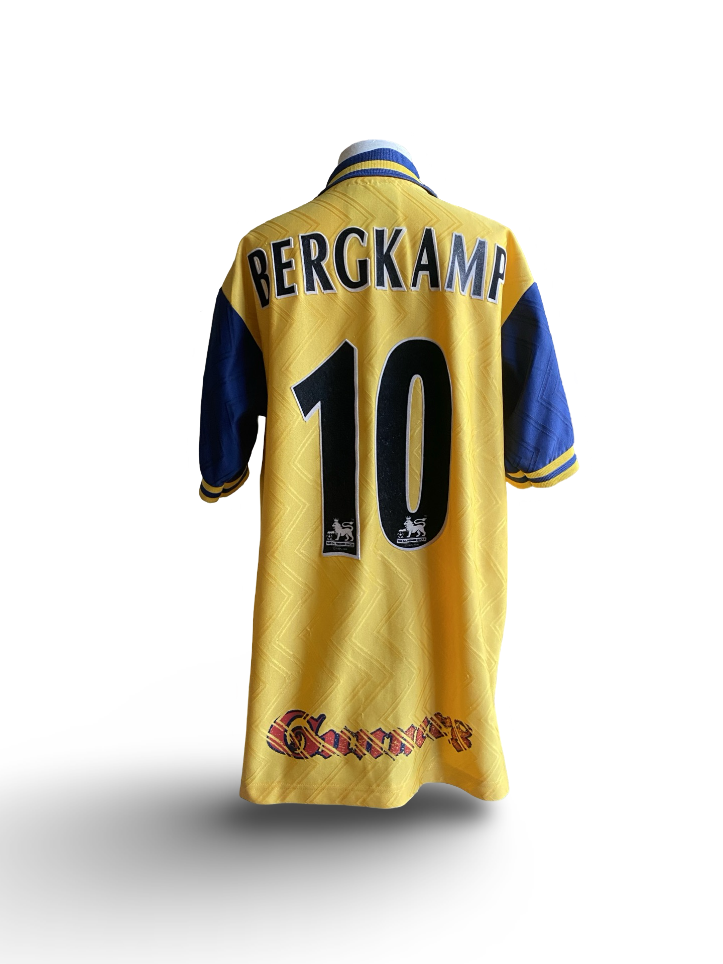 EPL Vtg Dennis Bergkamp 10 Arsenal FC 1996-97 Nike Football Away Jersey JVC Size Youth L