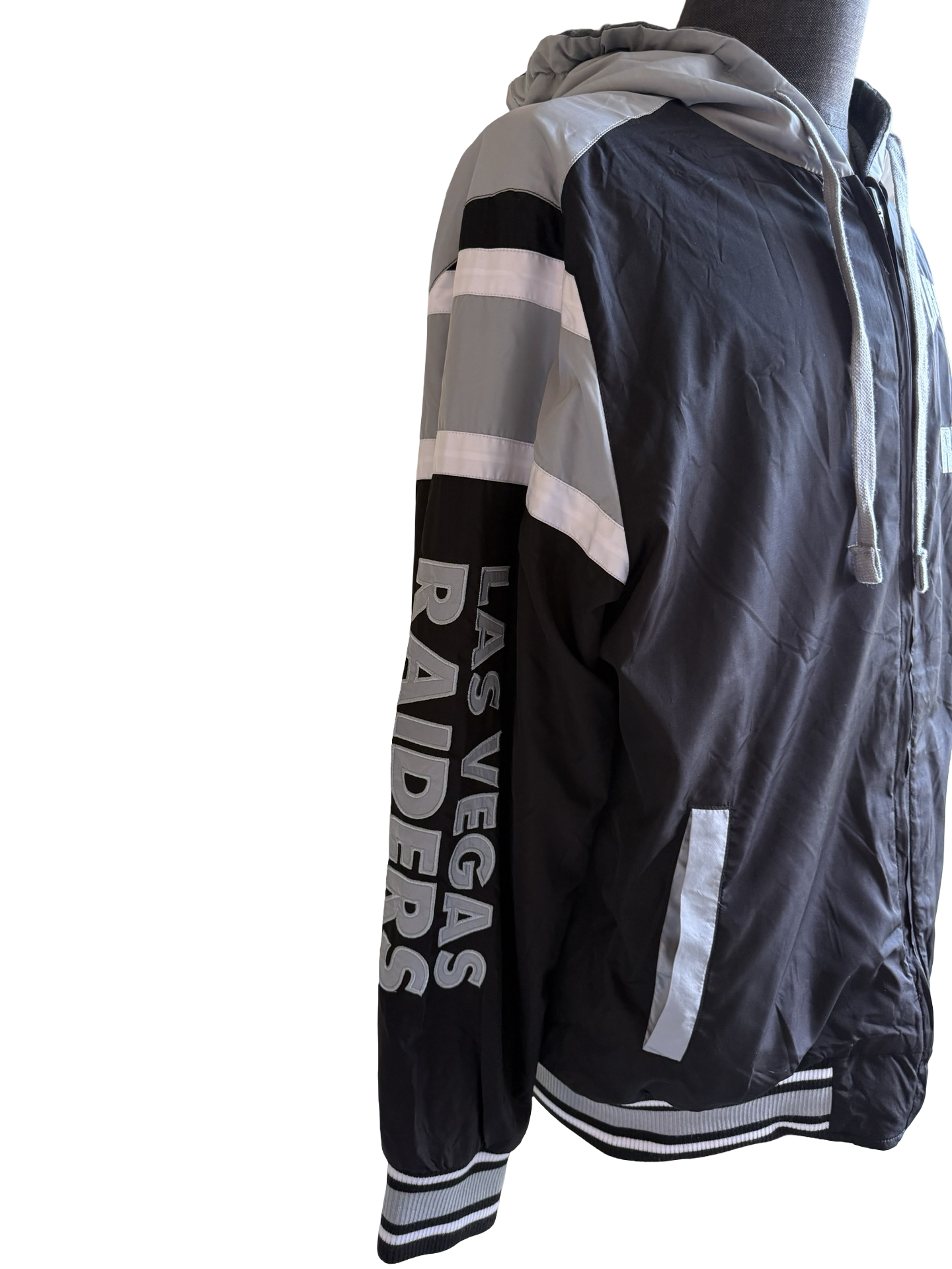 NFL Las Vegas Raiders G-III By Carl Banks Reversible Hooded Football Full Zip Jacket Size L